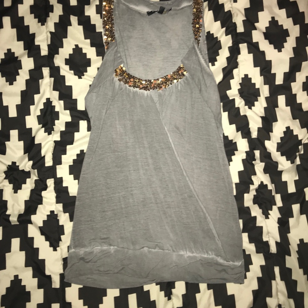 glittery grey and gold blouse